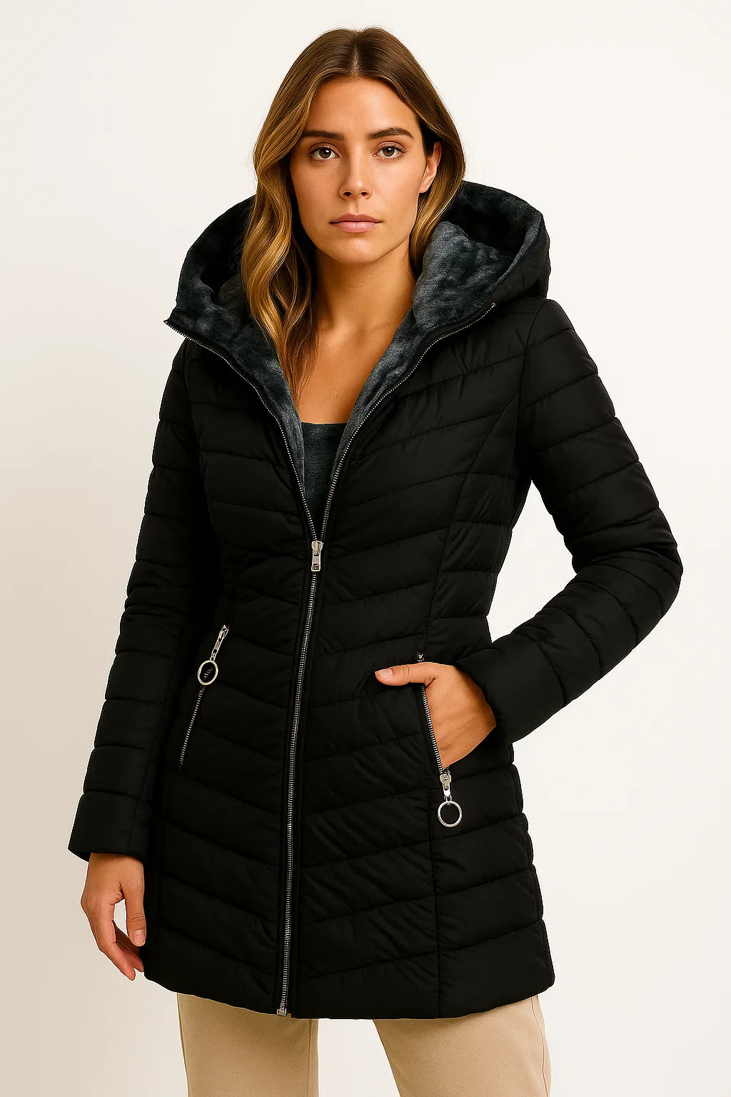 Damen Herbstjacke Beige Leichtes Material Relaxed Fit