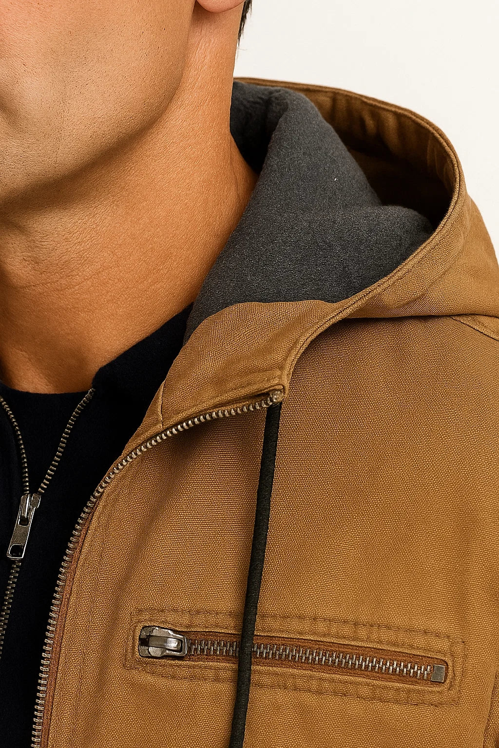 Herren Vintage Winterjacke Braun Strukturdesign Bequeme Passform