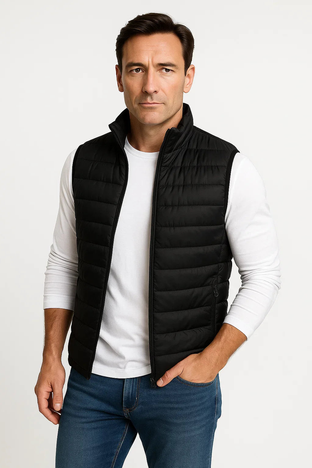 Herren Pufferweste Baumwollgefütterte Ärmellose Winterjacke