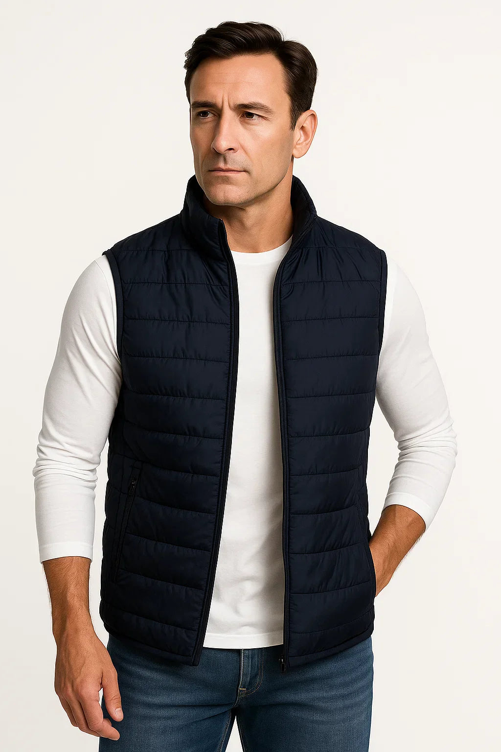 Herren Pufferweste Baumwollgefütterte Ärmellose Winterjacke