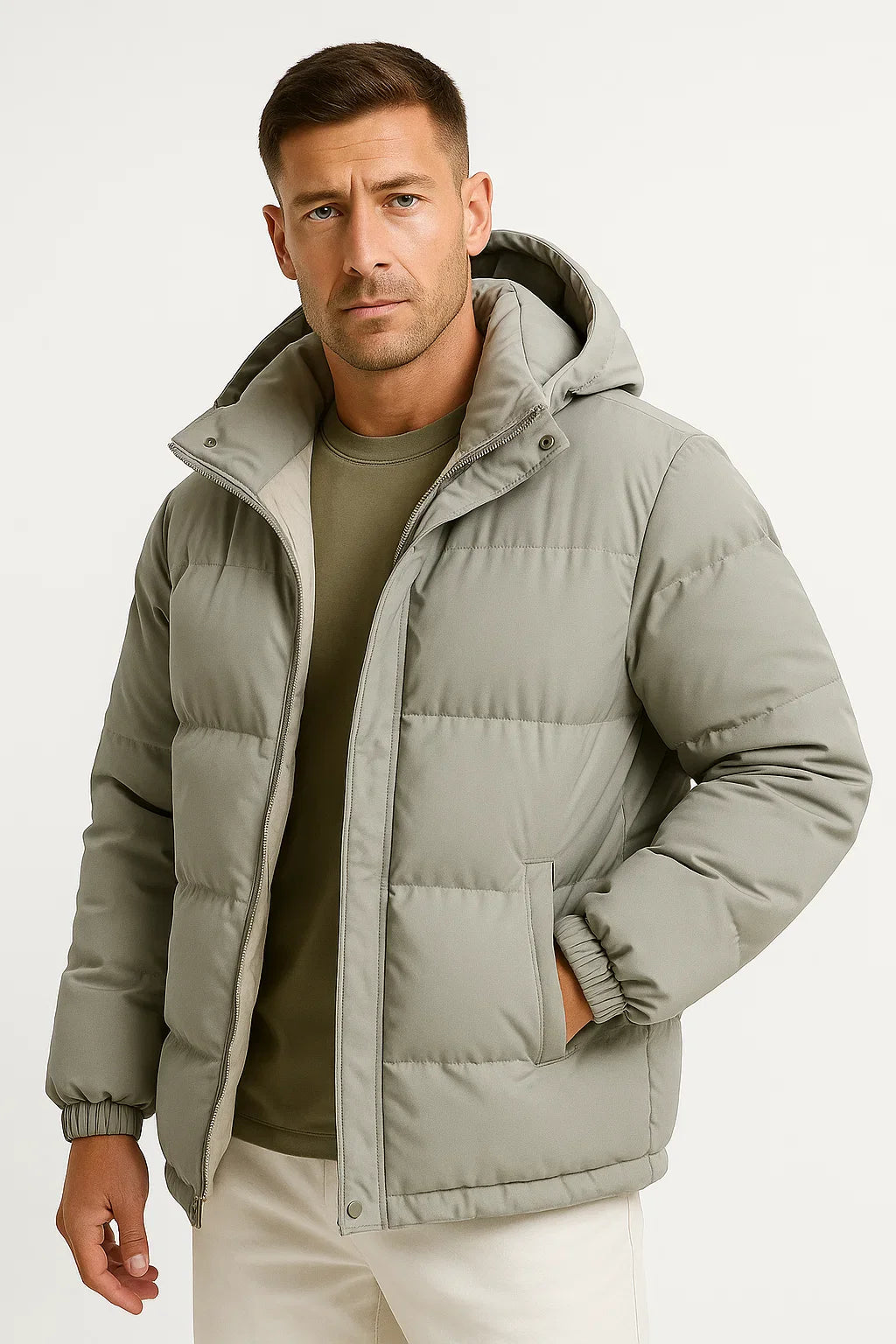 Herren Winterjacke mit Kapuze Winddicht Lässig Lockere Passform Parka