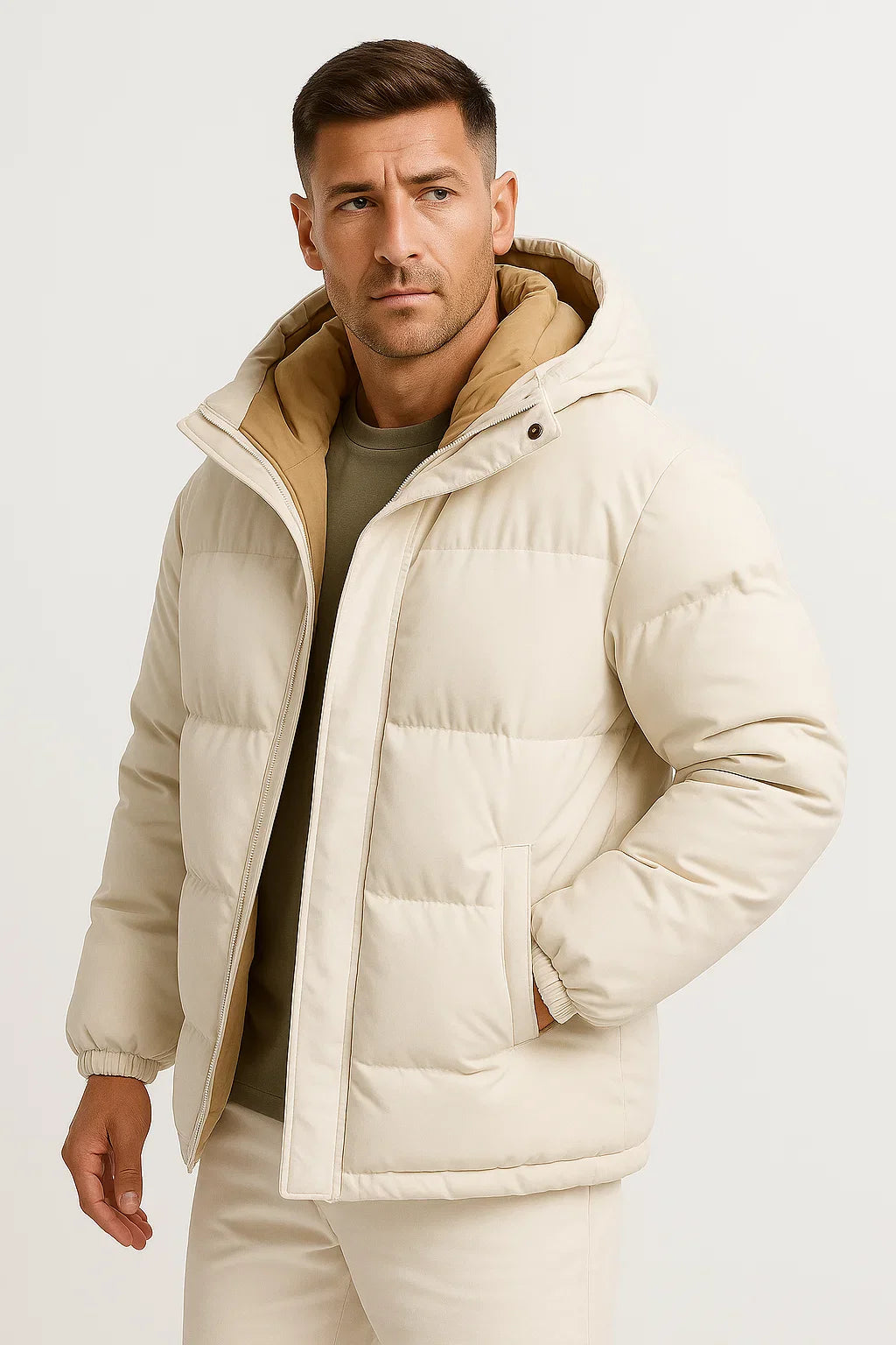 Herren Winterjacke mit Kapuze Winddicht Lässig Lockere Passform Parka