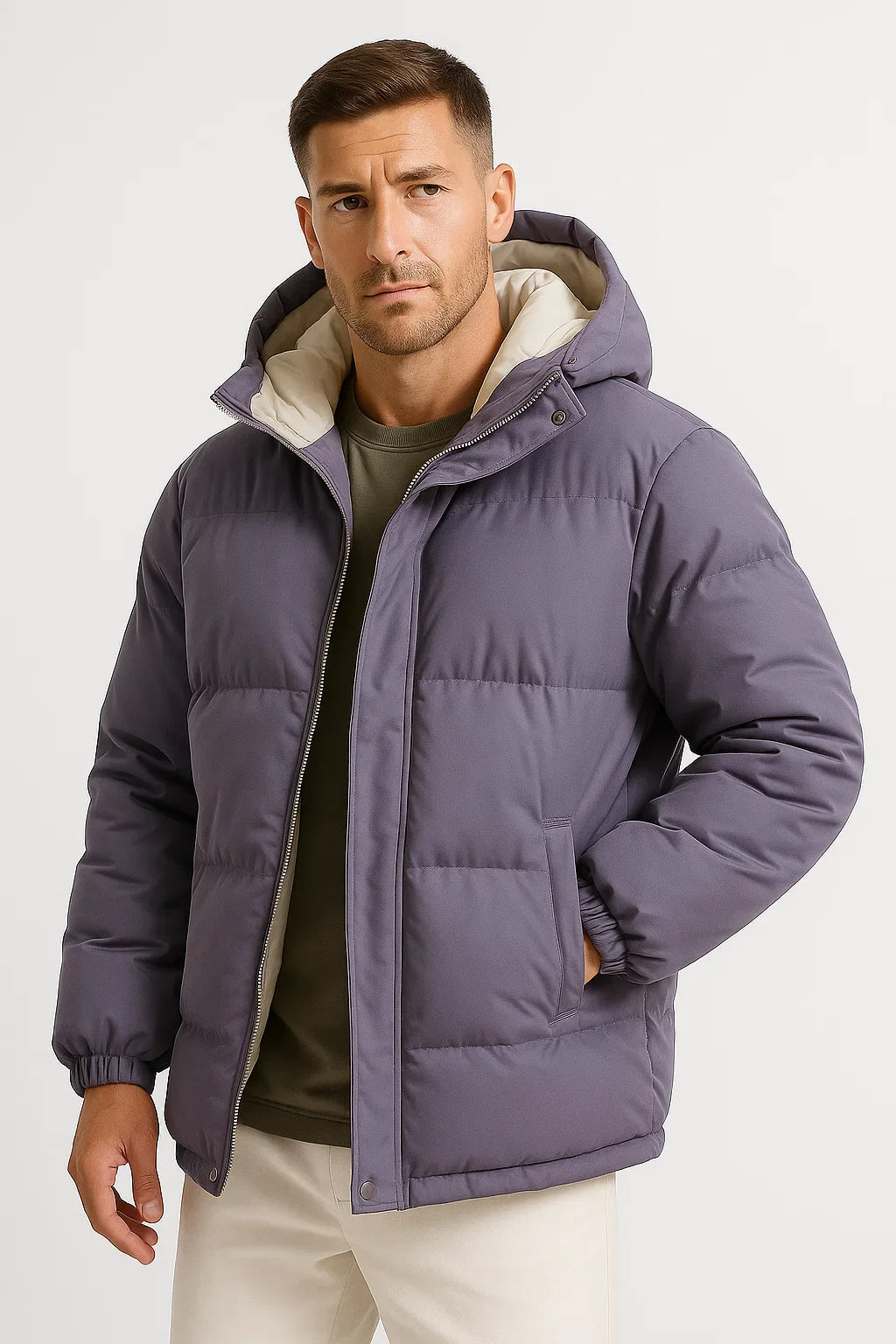 Herren Winterjacke mit Kapuze Winddicht Lässig Lockere Passform Parka