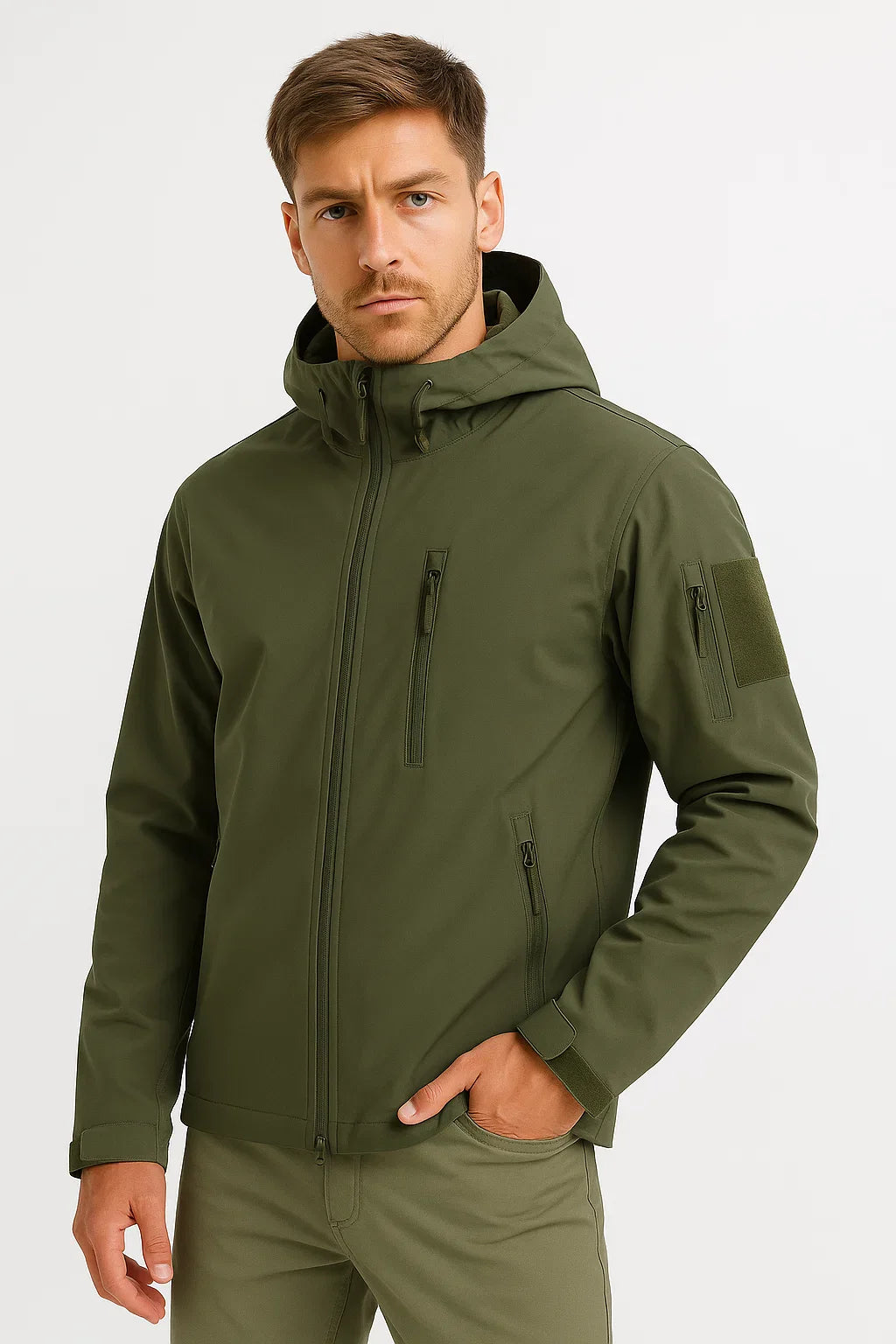 Herren wasserdichte taktische Jacke Softshell mit Kapuze winddicht