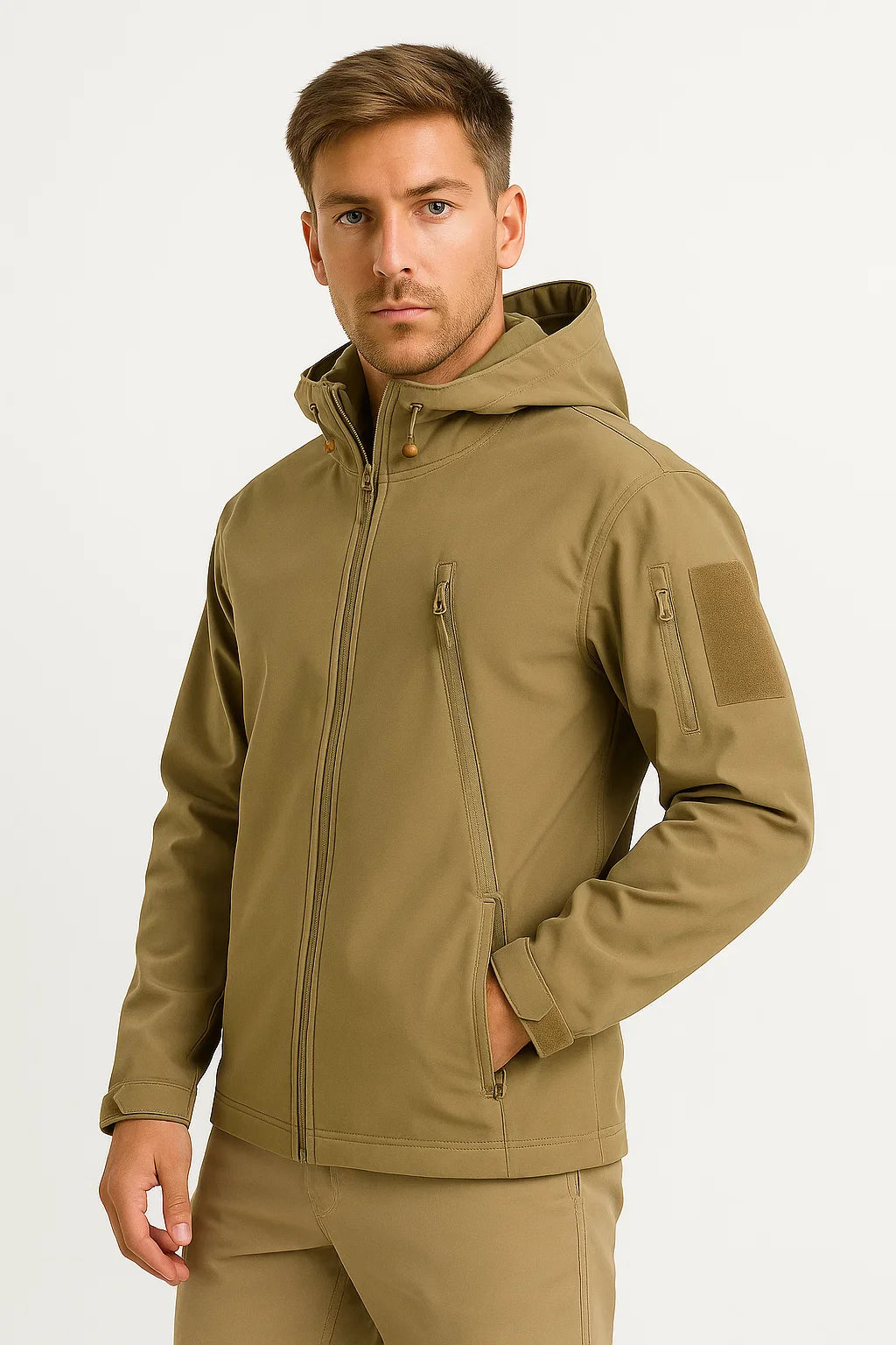 Herren wasserdichte taktische Jacke Softshell mit Kapuze winddicht