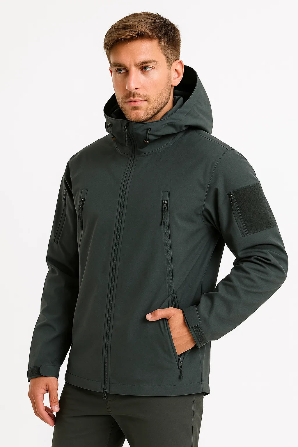 Herren wasserdichte taktische Jacke Softshell mit Kapuze winddicht