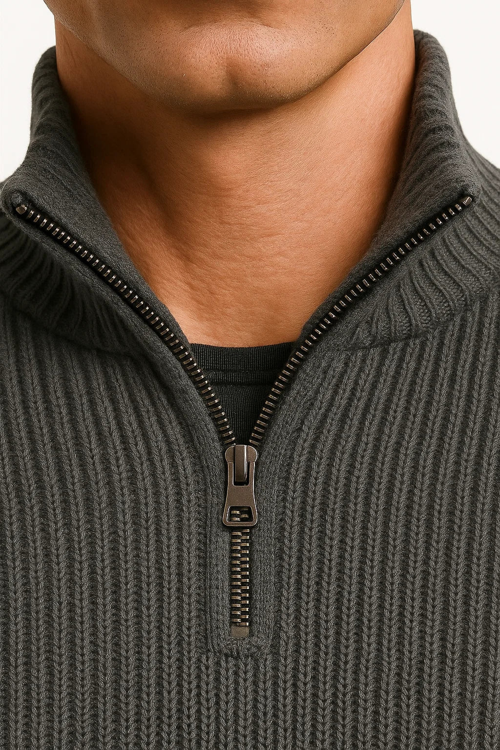 Herren Pullover mit Viertelreißverschluss und langen Ärmeln