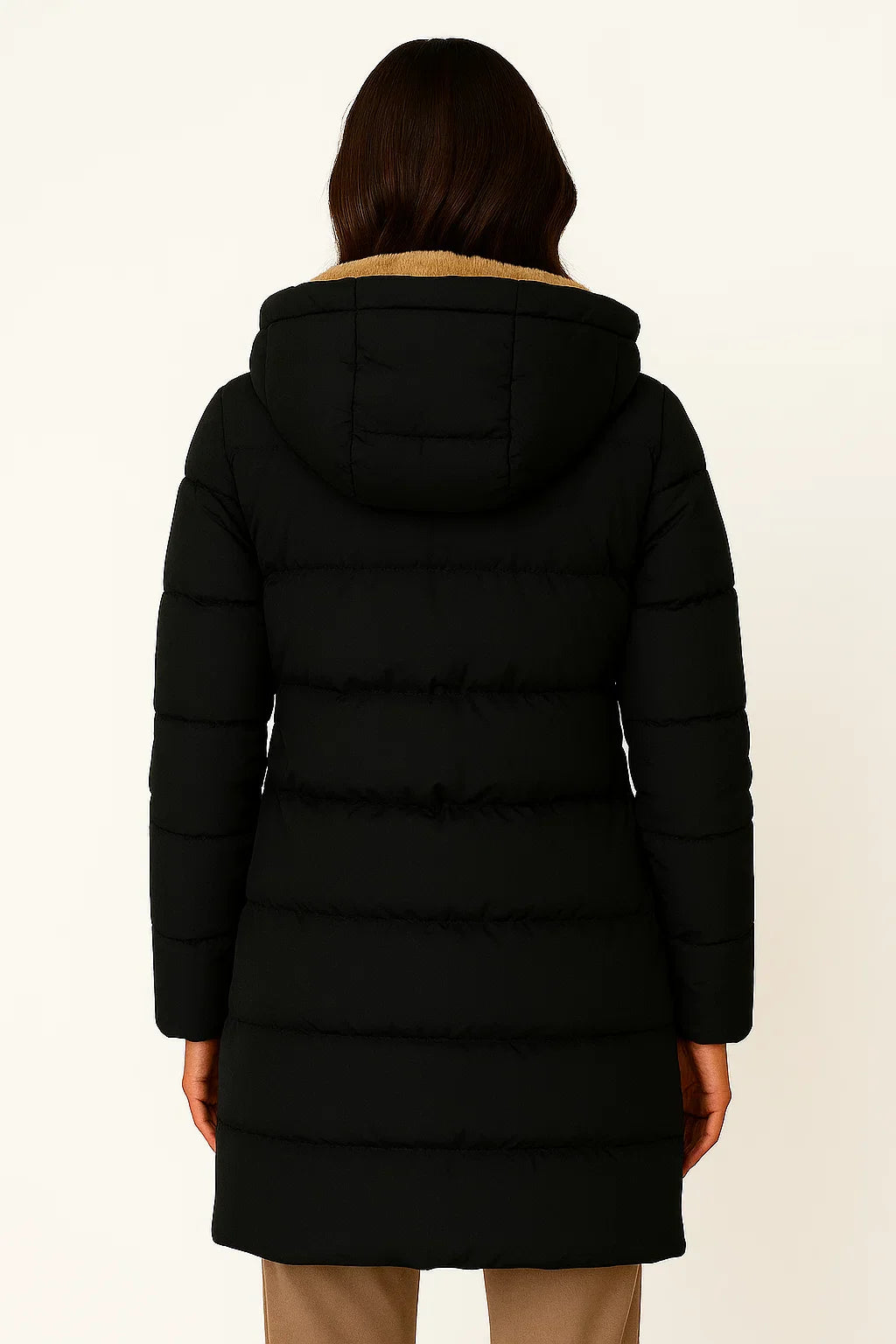 Damen Schwarze Pufferjacke Isoliert Polyester Elegantes Design für Herbst und Winter
