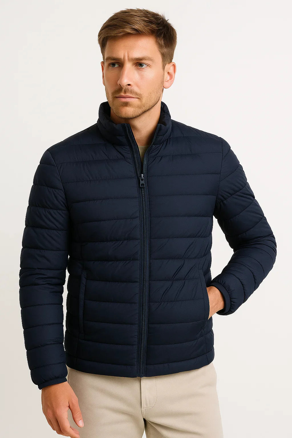 Herren Steppjacke Polyester Lässig Mit Stehkragen