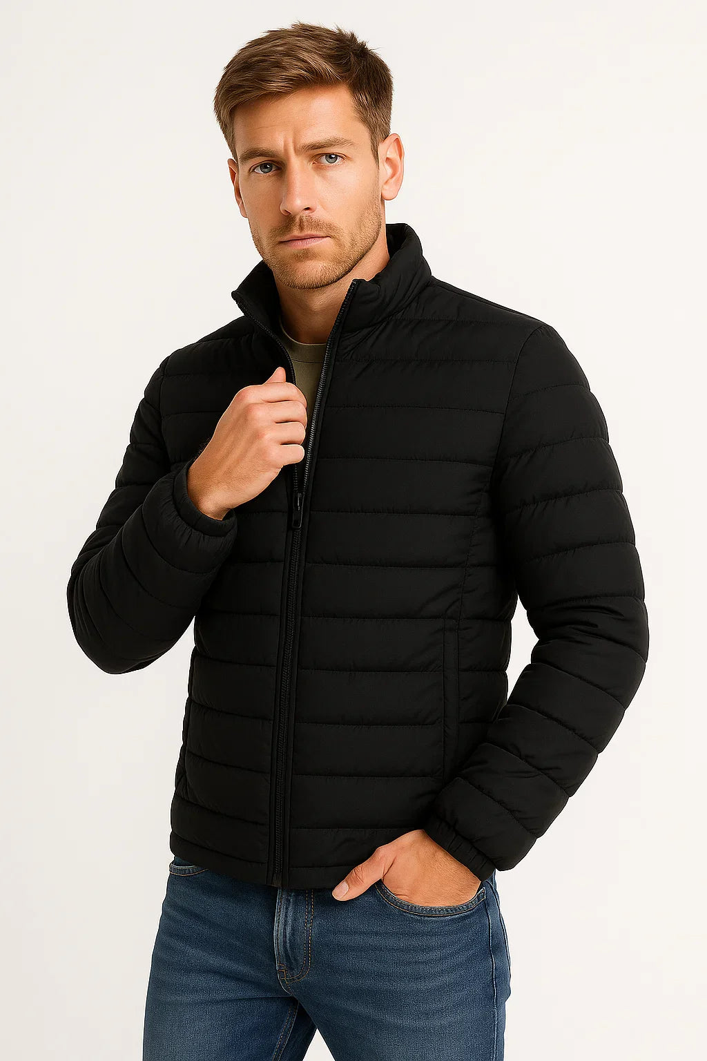 Herren Steppjacke Polyester Lässig Mit Stehkragen