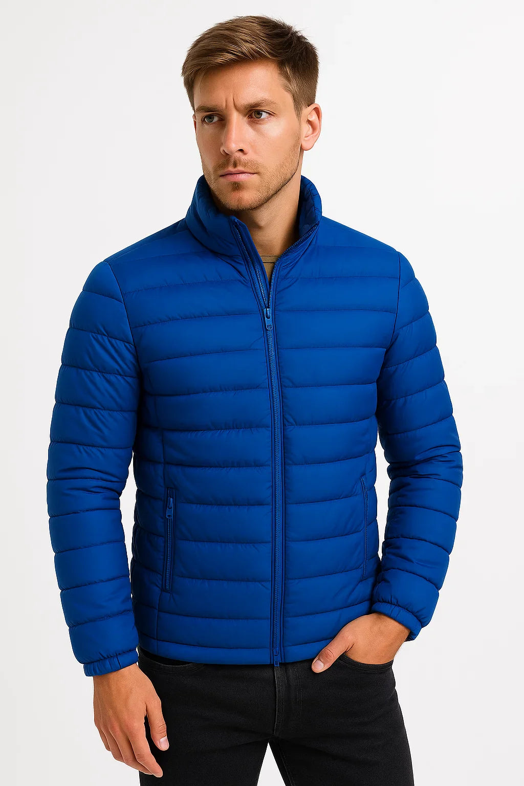 Herren Steppjacke Polyester Lässig Mit Stehkragen