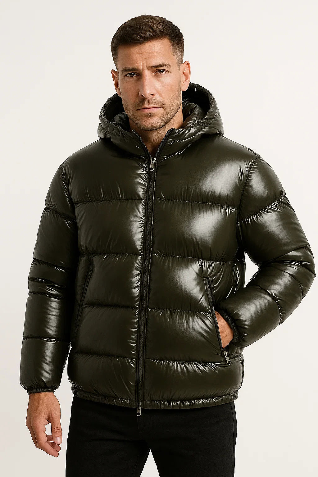 Herren Pufferjacke Synthetisch Leicht Gewichts Wasserabweisender Wintermantel