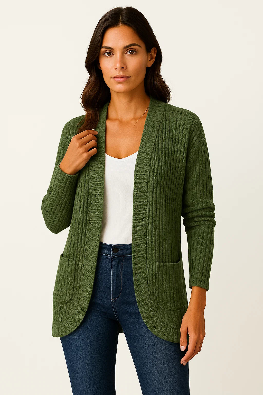 Damen Lange Strickjacke Weich Lässig Lockerer Schnitt