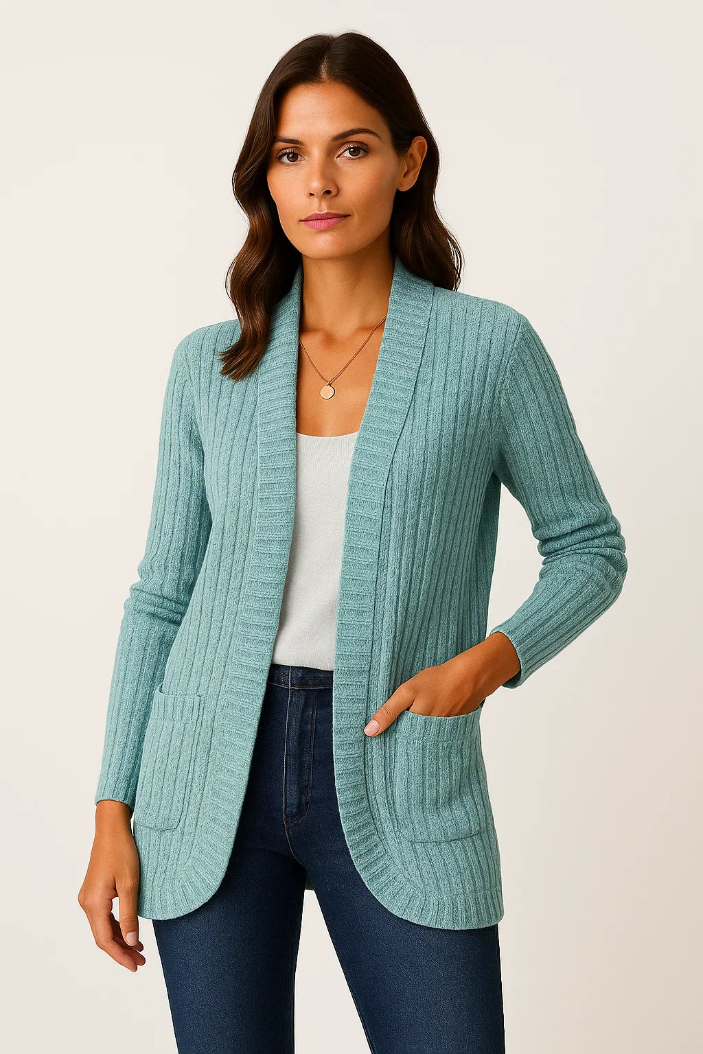 Damen Lange Strickjacke Weich Lässig Lockerer Schnitt