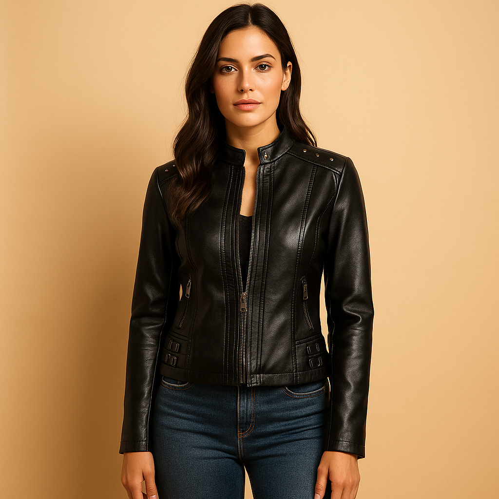 Bikerjacke für Damen mit modernen Details | Anouk