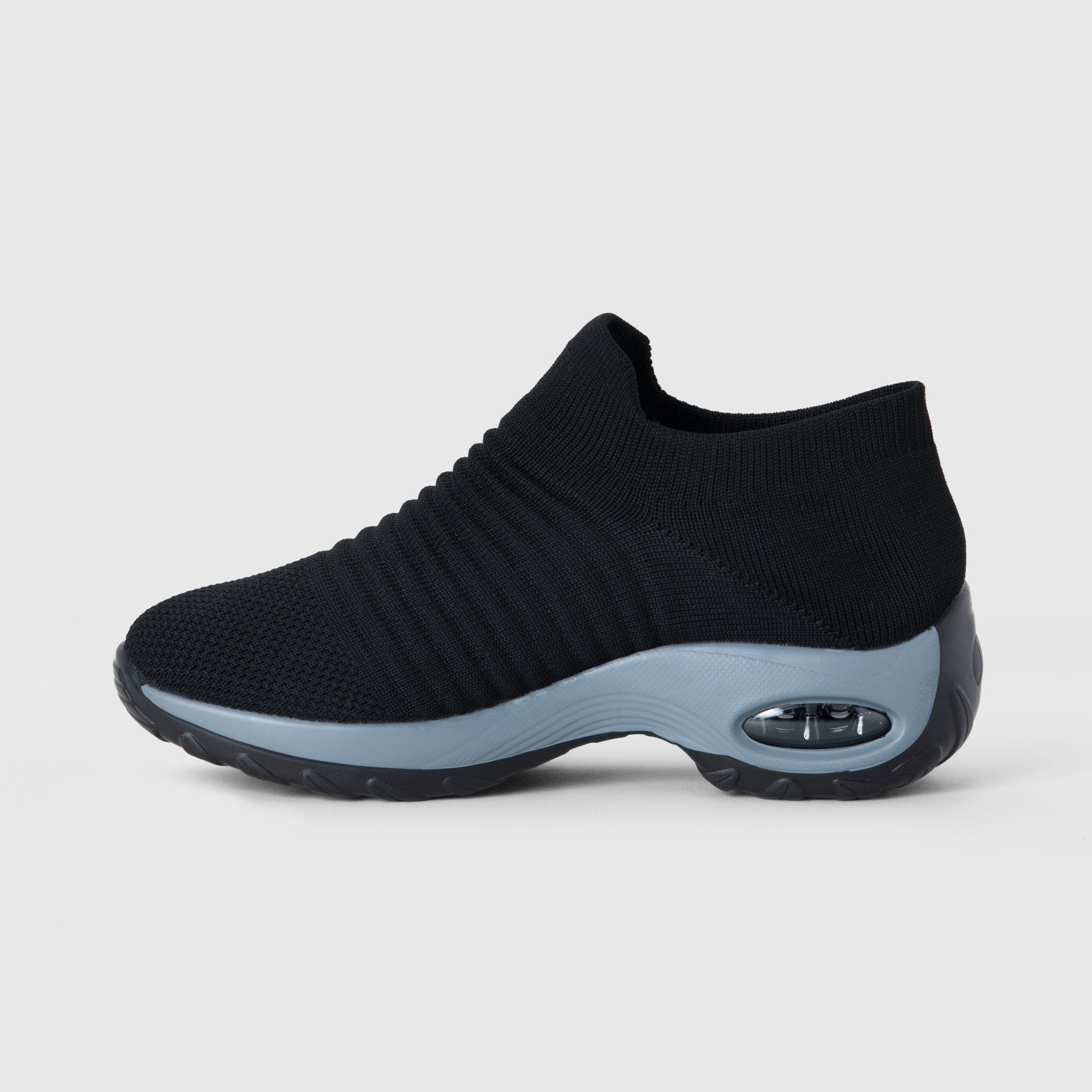 Atmungsaktive Slip-On Stretch Schuhe - Schwarz Grau