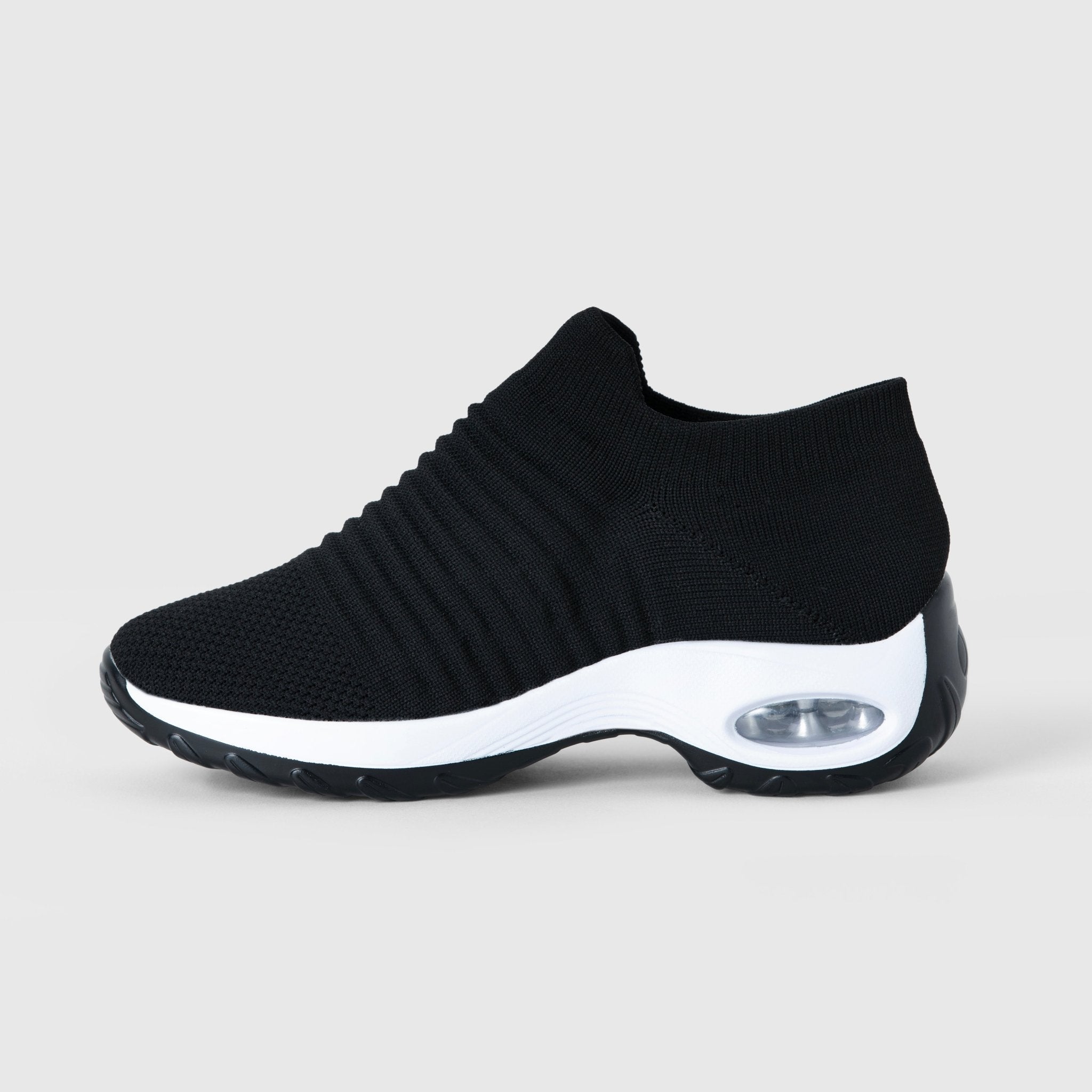 Atmungsaktive Slip-On Stretch Schuhe - Schwarz Weiß