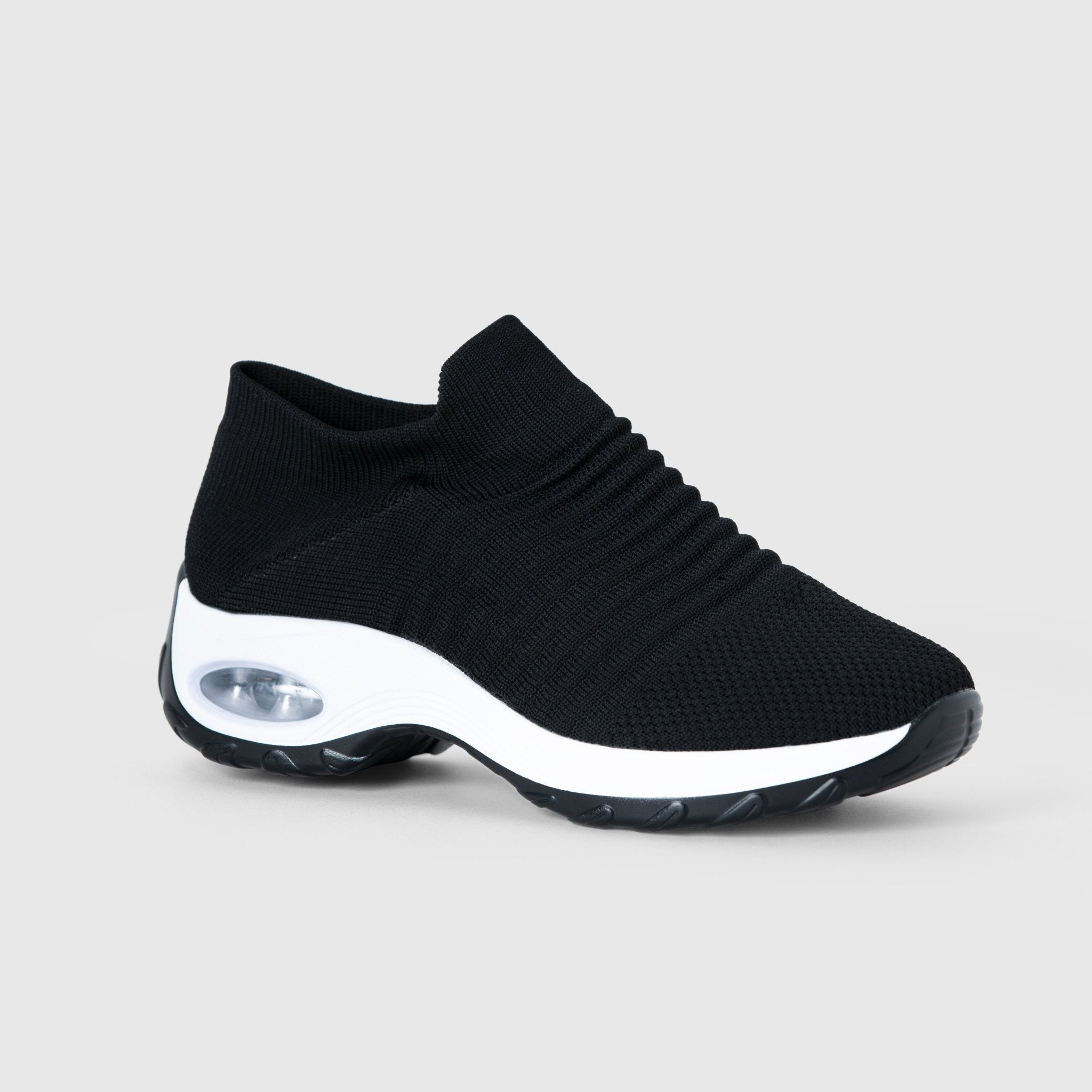 Atmungsaktive Slip-On Stretch Schuhe - Schwarz Weiß