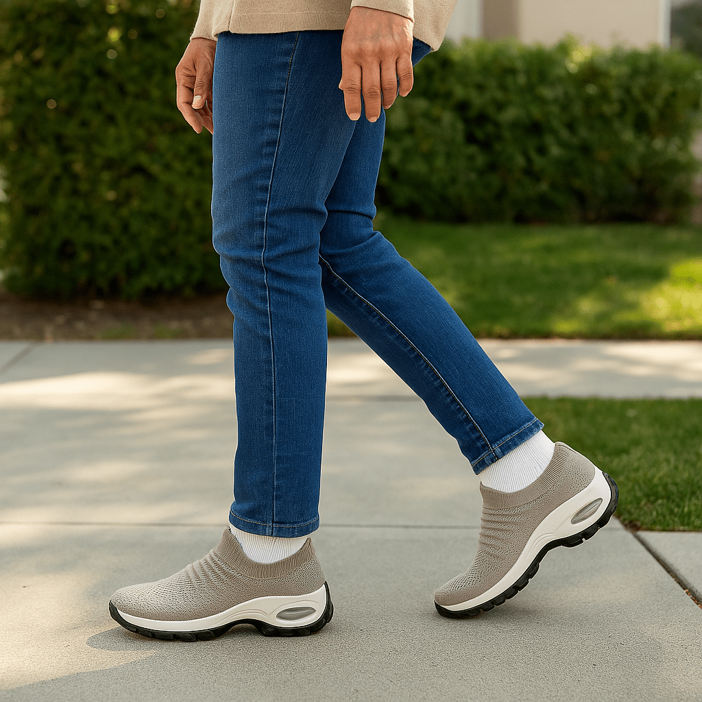 Atmungsaktive Slip-On Stretch Schuhe - Khaki