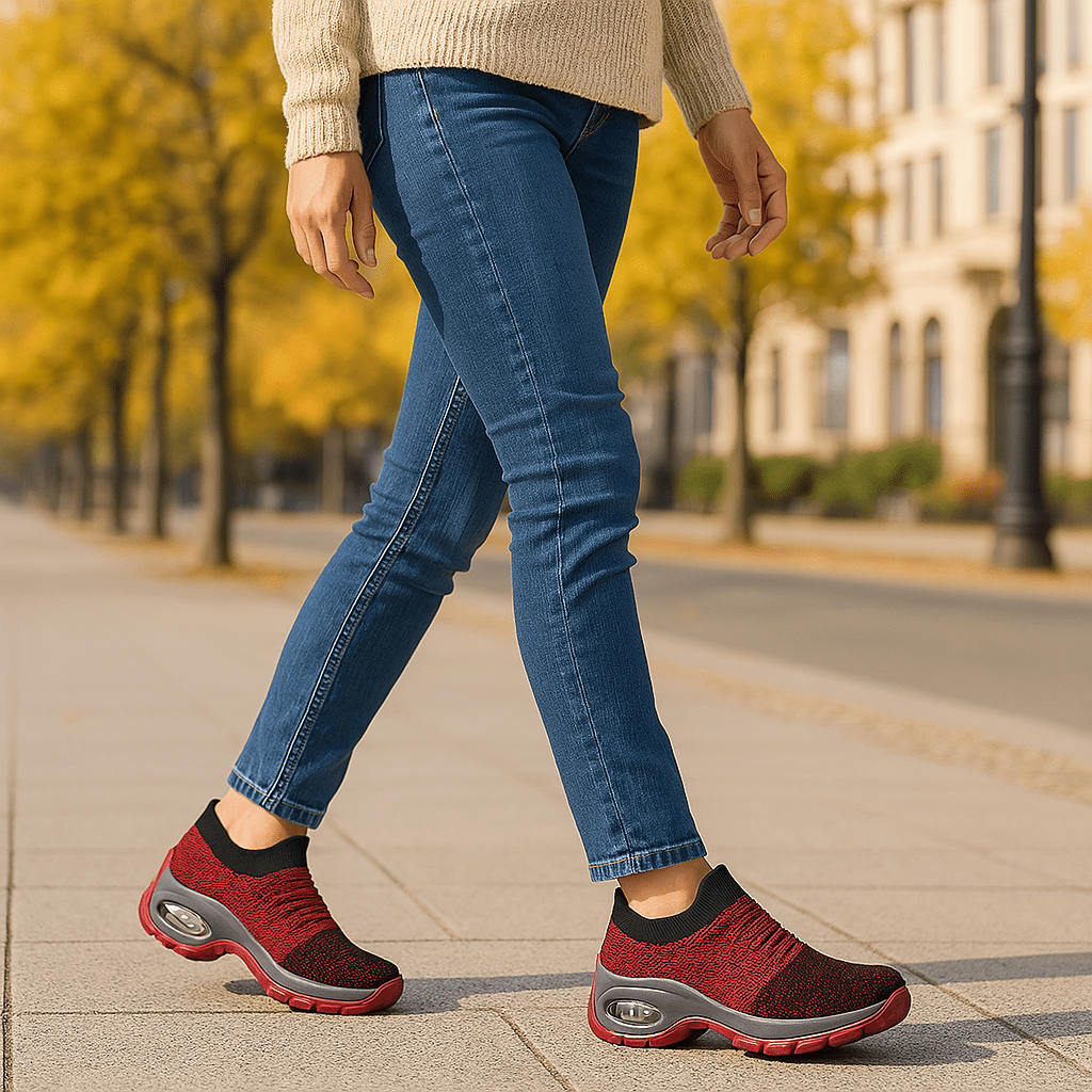Atmungsaktive Slip-On Stretch Schuhe - Rot