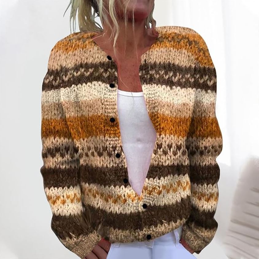 Tova | Braun gestreifter Cardigan