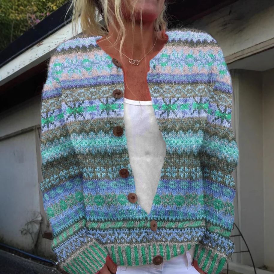 Lotte | Blauer Cardigan mit Print
