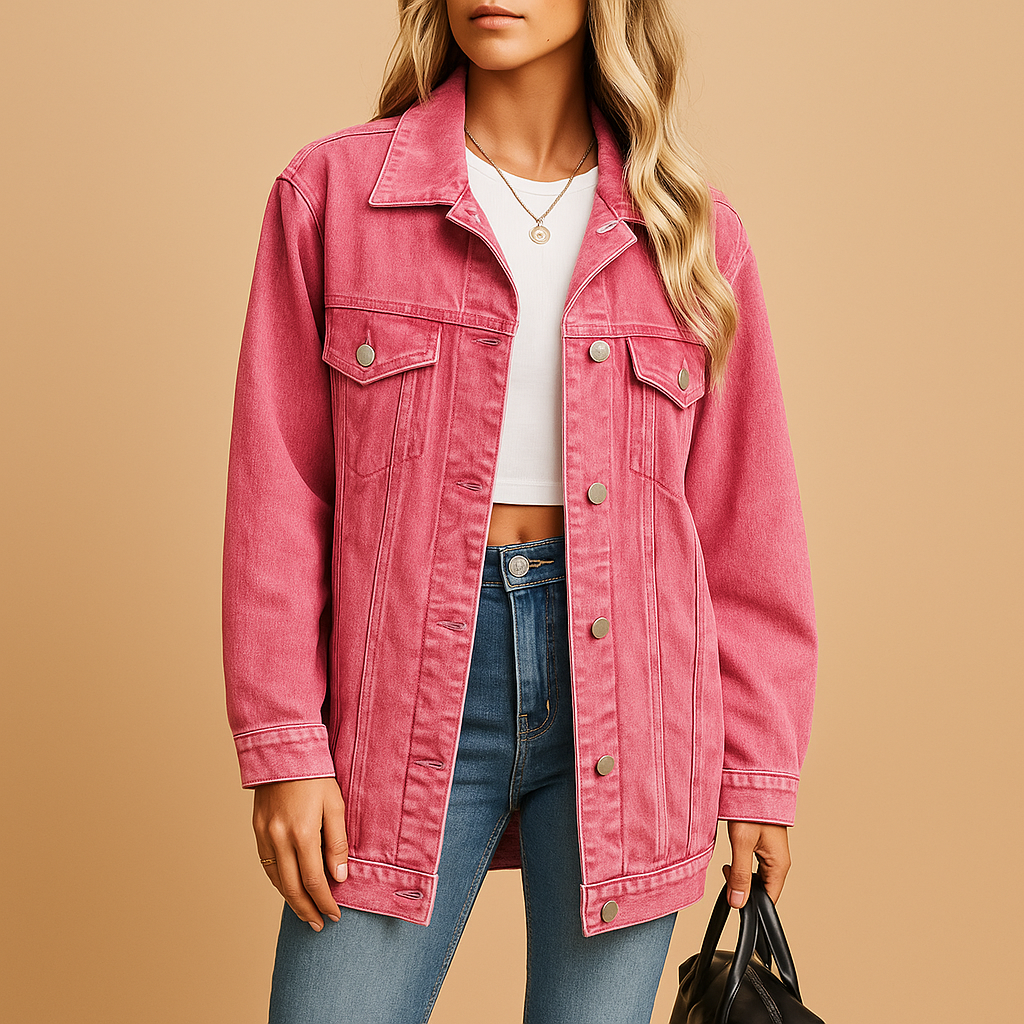 Damen Denim Winterjacke mit Knopfleiste | Yvette