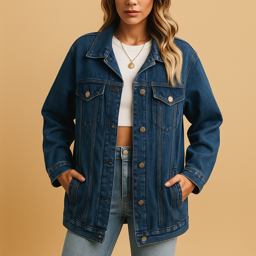 Damen Denim Winterjacke mit Knopfleiste | Yvette