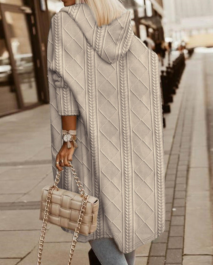 Monalisa – Lange Strickjacke mit Kapuze