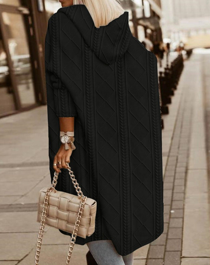 Monalisa – Lange Strickjacke mit Kapuze
