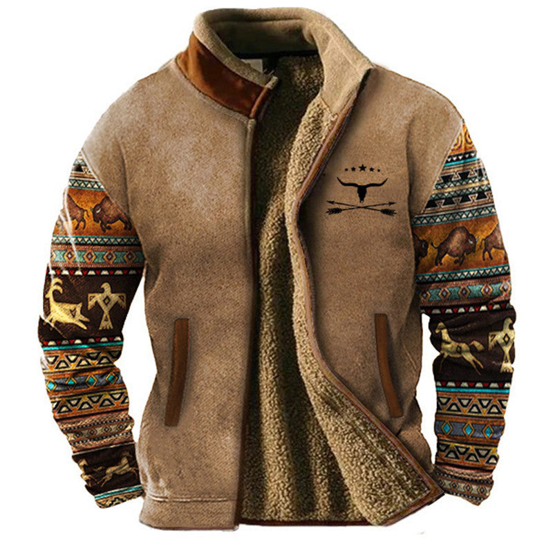 Yuma – Gefütterte Fleecejacke mit Musterärmeln