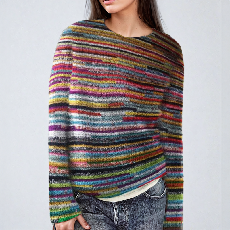Patti | Bunter Gestreifter Strickpullover