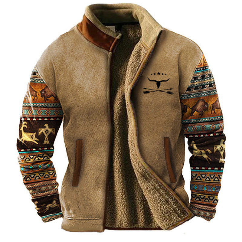 Yuma – Gefütterte Fleecejacke mit Musterärmeln