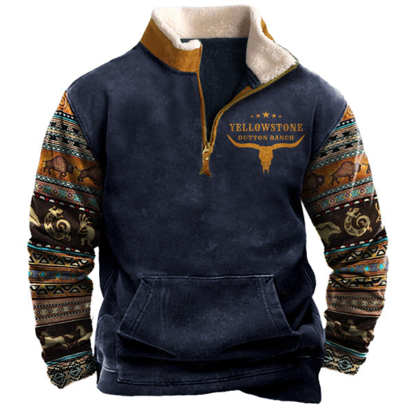 Dutton – Gefütterter Fleecepullover mit Musterärmeln
