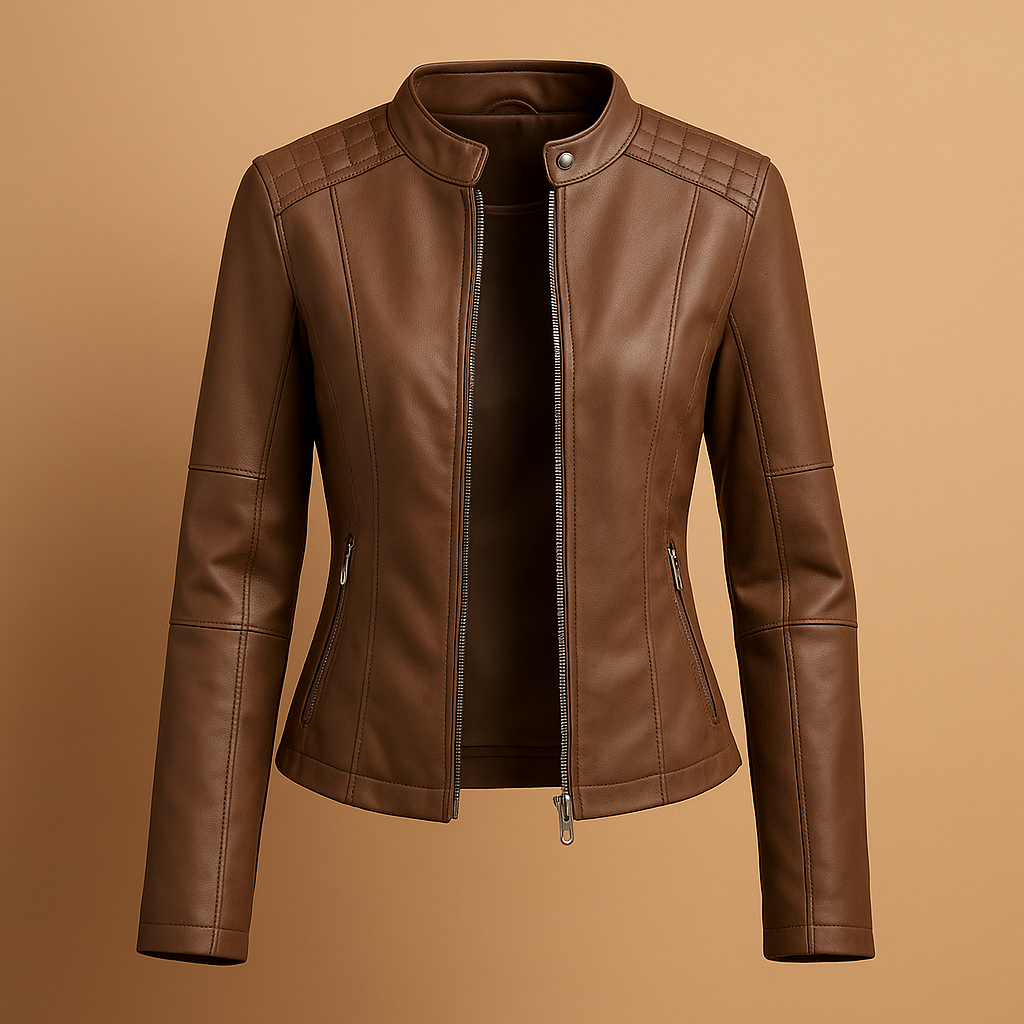 Elegante Lederjacke mit Kragen und Reißverschluss für Damen | Marije