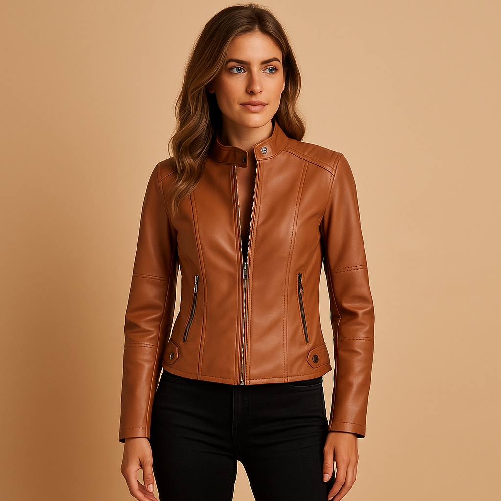 Elegante Lederjacke mit Reißverschluss für Damen | Lotte