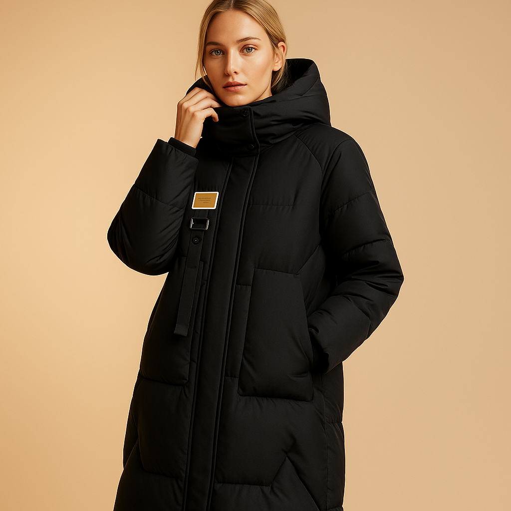 Eleganter warmer Wintermantel mit Taschen für Damen | Evelien