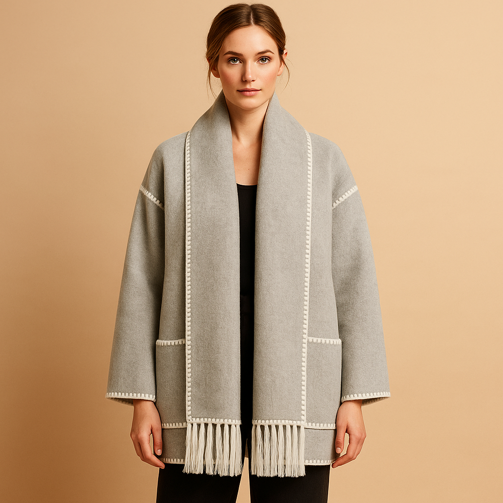 Eleganter Wintermantel mit Gürtel und Schal für Damen | Annelies