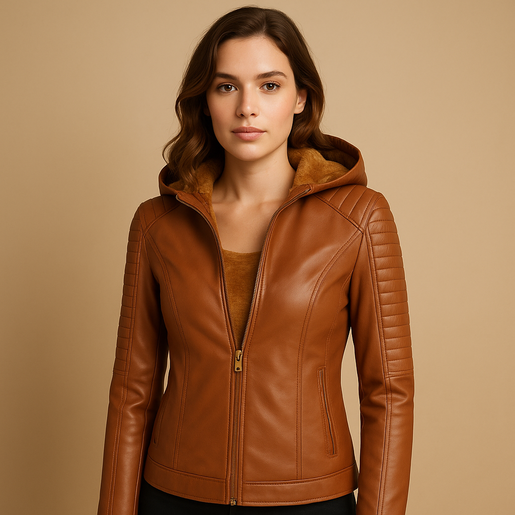 Faux-Lederjacke mit Kapuze für Damen | Jasmijn
