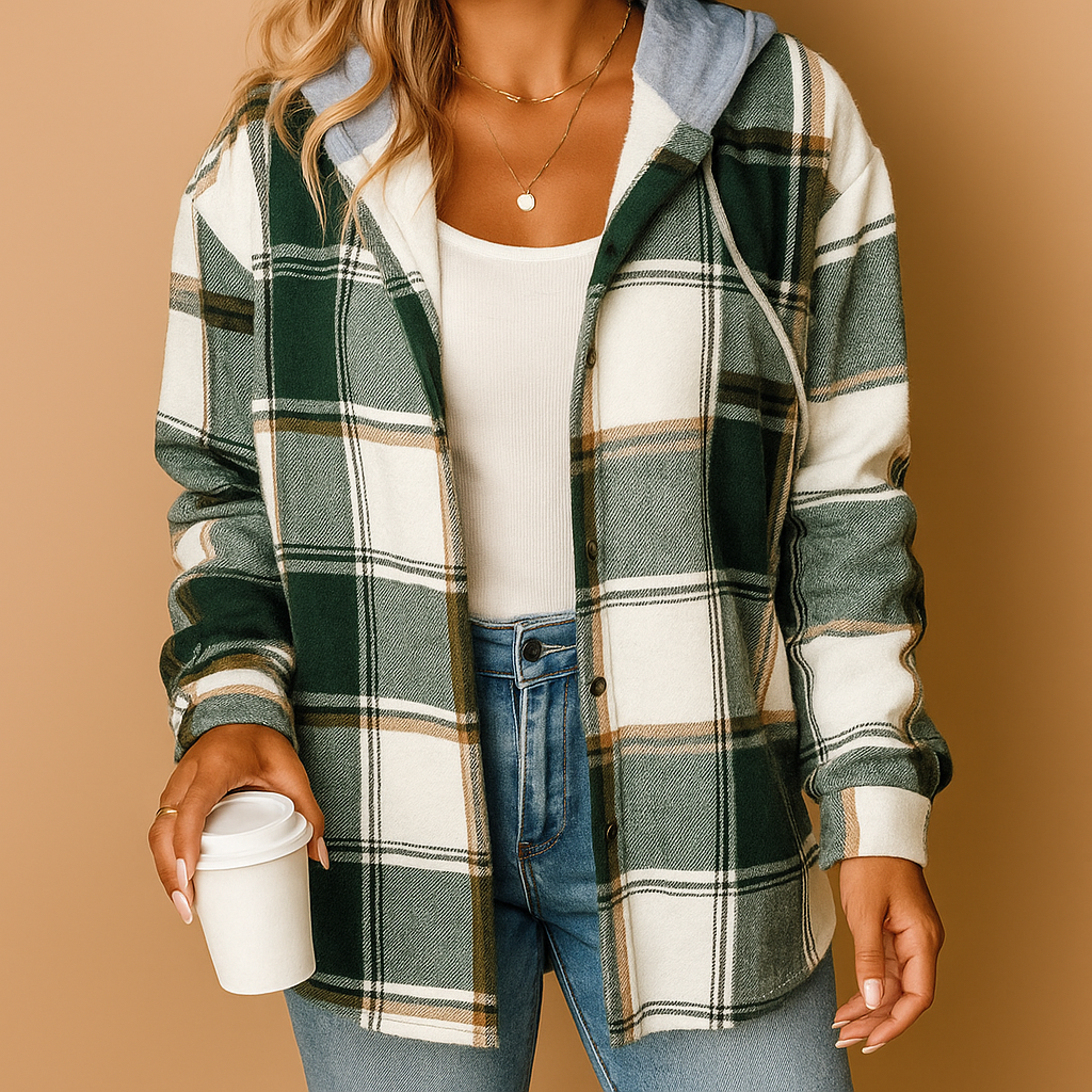 Karierte Jacke mit Kapuze für Damen | Eveline