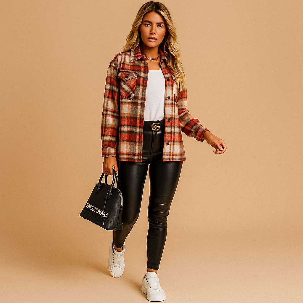 Karierter warmer Mantel für Damen | Marit