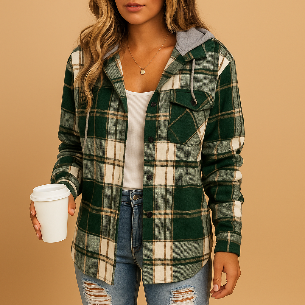 Karierte Jacke mit Kapuze für Damen | Femke