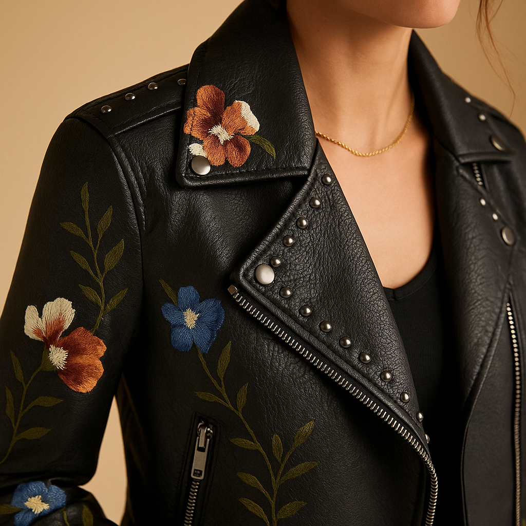 Tailliertes Lederjacke mit Reißverschlusstaschen für Damen | Yara