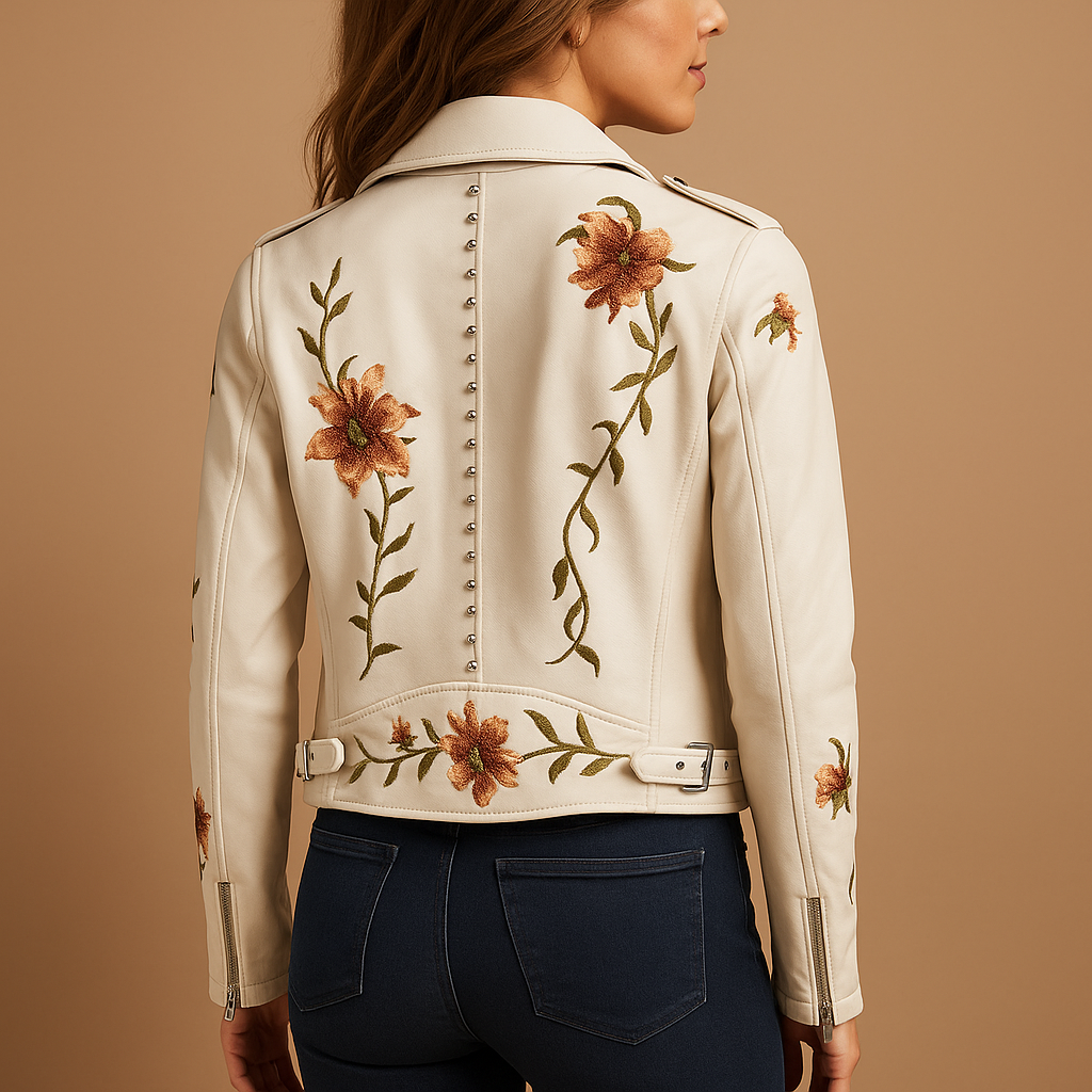 Tailliertes Lederjacke mit Reißverschlusstaschen für Damen | Yara