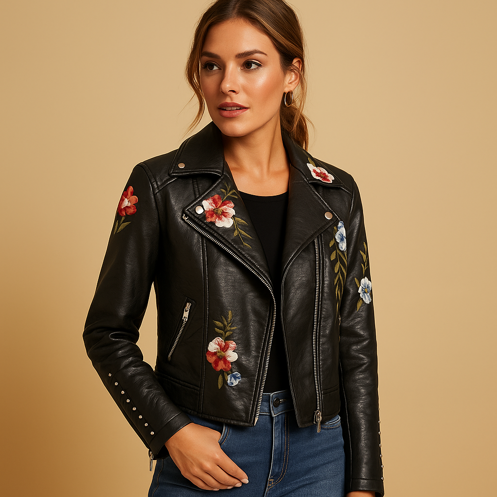Tailliertes Lederjacke mit Reißverschlusstaschen für Damen | Yara