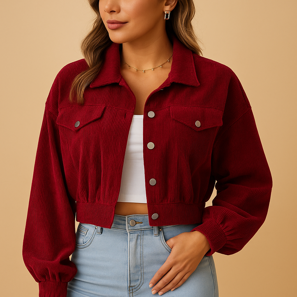Kurze Cord-Jacke mit Brusttaschen für Damen | Isa