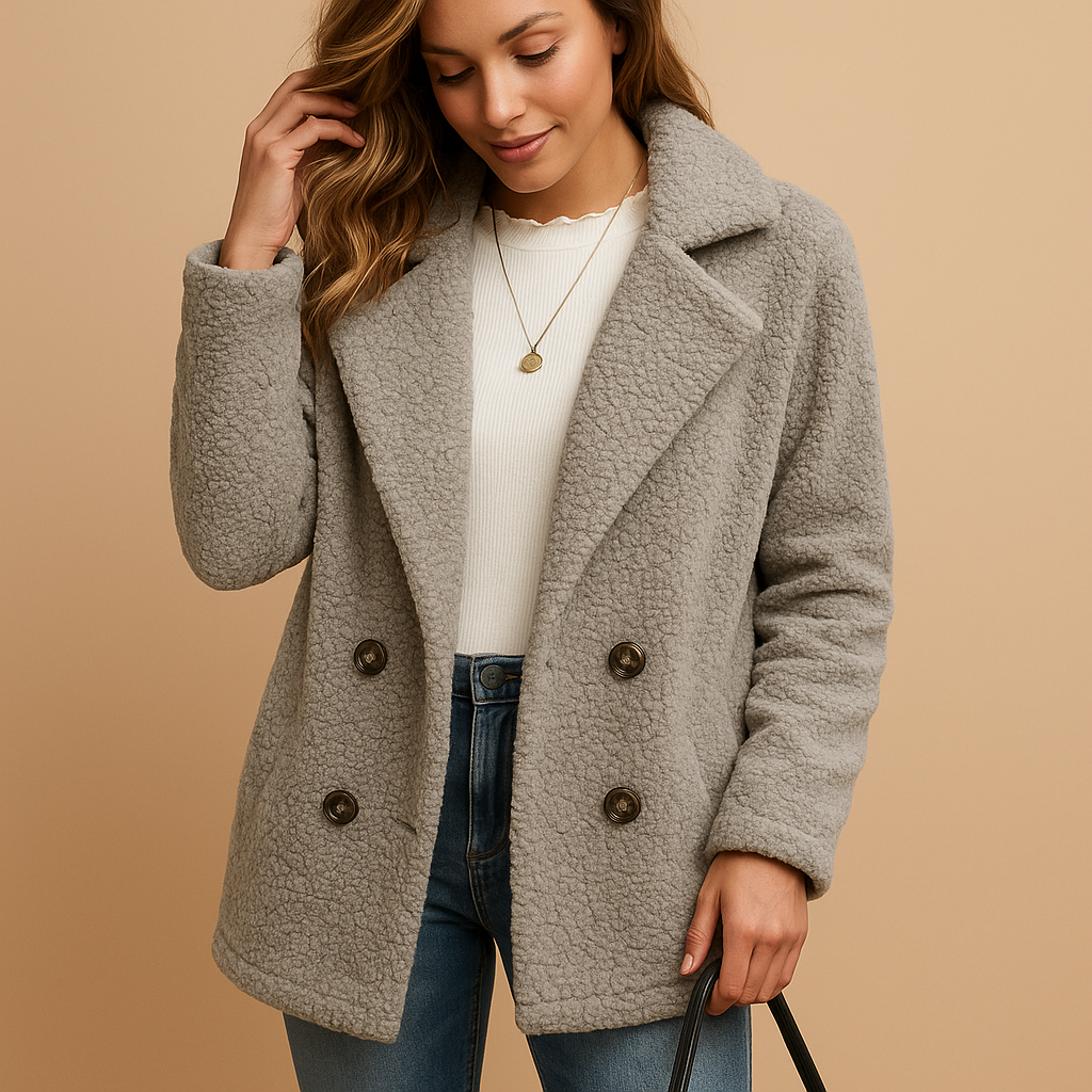 Kurze Winterjacke mit Knopfverschluss für Damen | Lieke