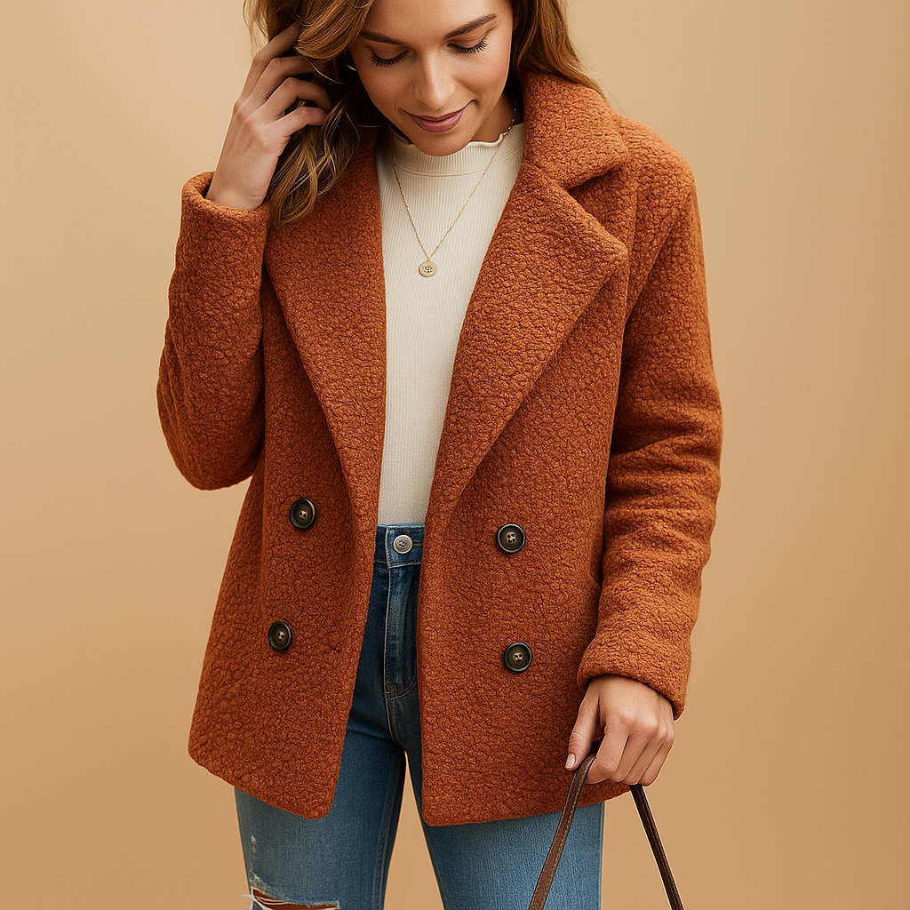 Kurze Winterjacke mit Knopfverschluss für Damen | Lieke