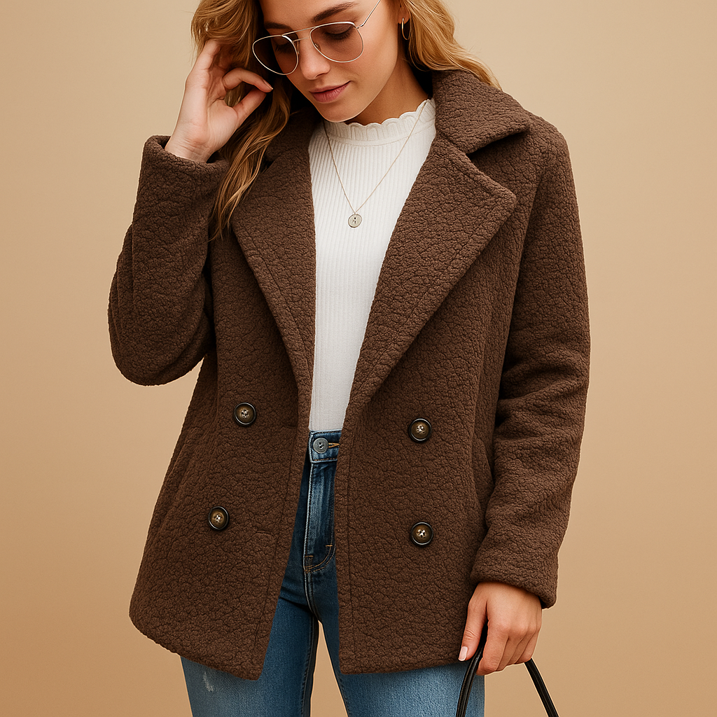 Kurze Winterjacke mit Knopfverschluss für Damen | Lieke