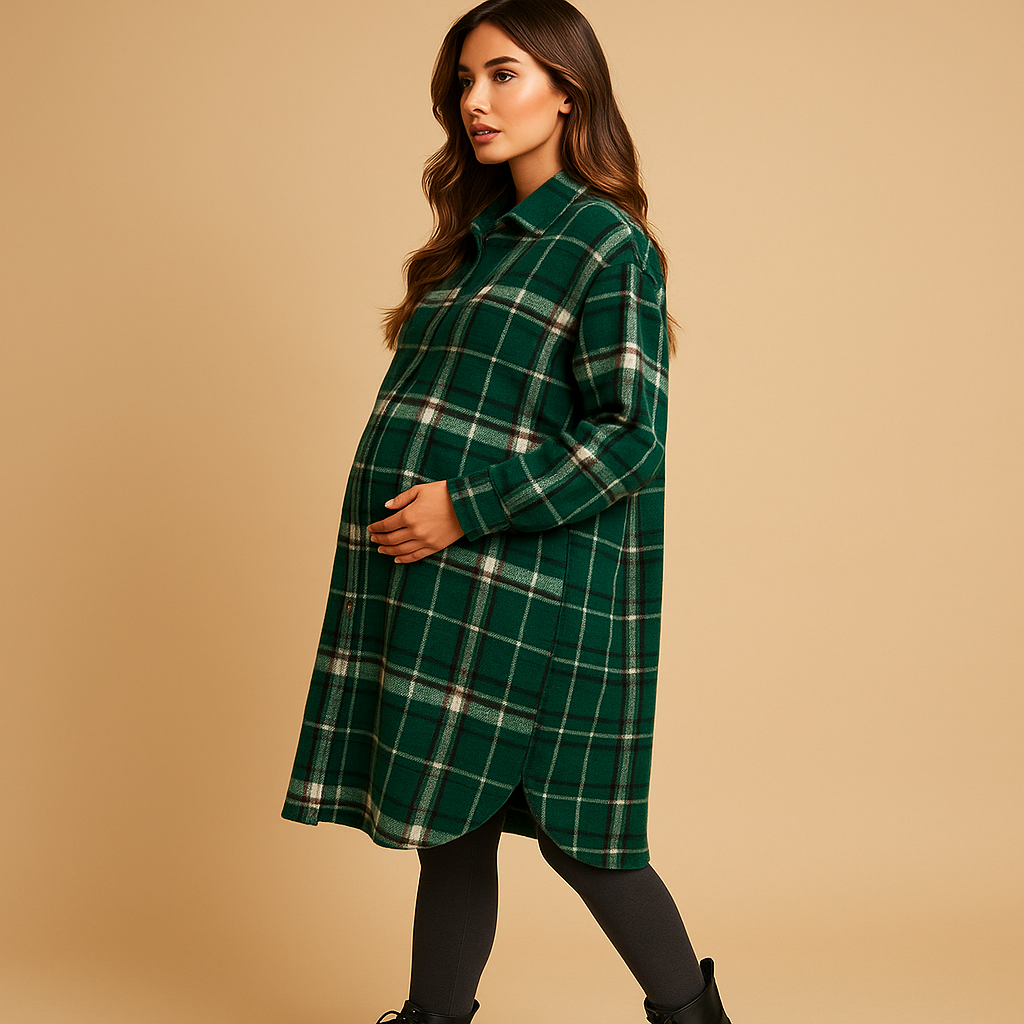 Lange karierte Wolljacke für Damen | Marit